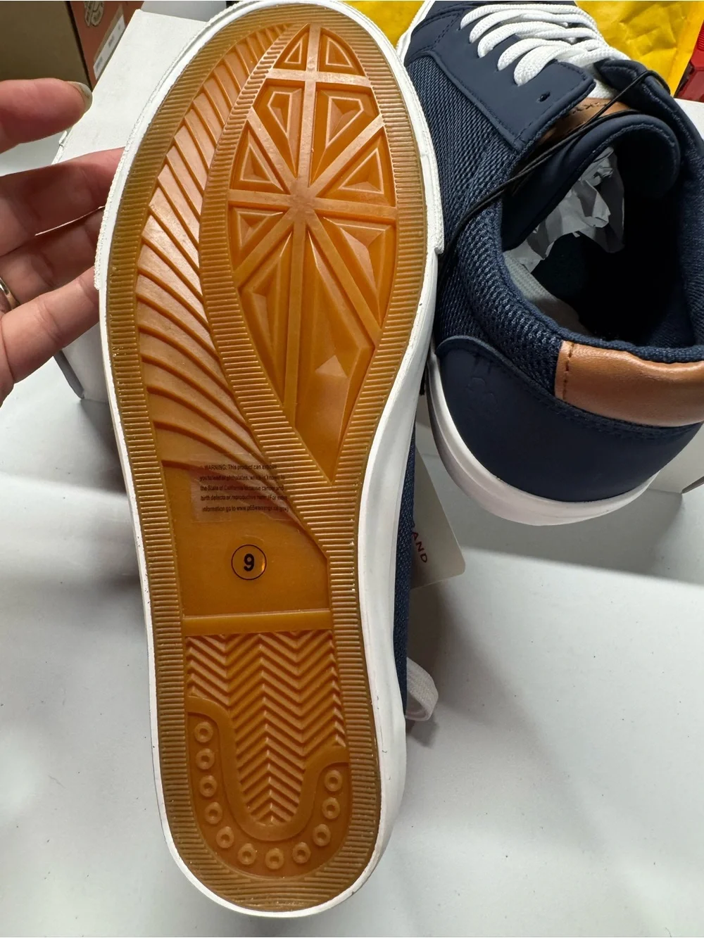 Men’s Lucky Brand Navy and White Low-Top Sneakers with Leather Tongue Tab
